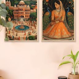 Kotart Brown & Orange 2 Piece Wood Abstract Wall Paintings-picture-27