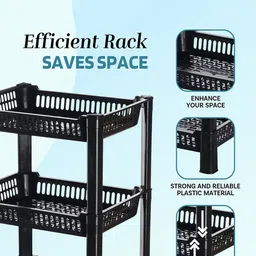 Kuber Industries Black 6 Pieces Multipurpose 3 Tier Racks For Storage image 3