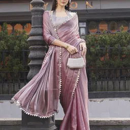 Tikhi Imli Metallic Jimmy Choo Saree With Mirror Work Embellished Lace-picture-49