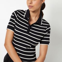 max Women Striped Polo Collar Slim Fit T-shirt-picture-11