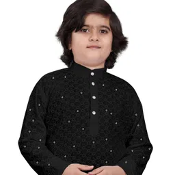 trustous Boys Embroidered Regular Sequinned Kurta with Pyjamas image 5