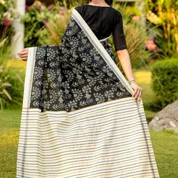 Anouk Rustic Ethnic Motifs Silk Blend Block Print Saree image 4