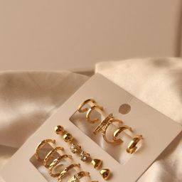 Piu Jewels Set Of 9 Stainless Steel Gold Plated Circular Shaped Half Hoop Earrings-image-99
