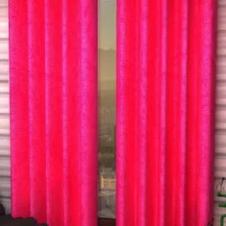 213 cm (7 ft) Polyester Semi Transparent Door Curtain (Pack Of 2) (Solid, RaniPink)-image-45