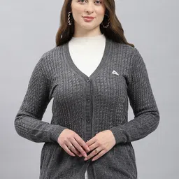 Monte Carlo Women V-Neck Woollen Cardigan-image-23