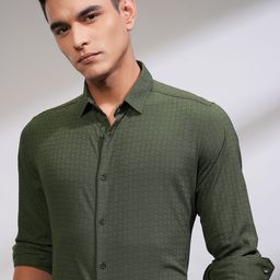 HIGHLANDER Men Dobby Textured Occasion Shirt-picture-20
