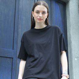 TITTLI Women Polo Collar Extended Sleeves Pure Cotton Applique Boxy T-shirt-image-88