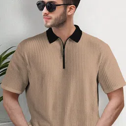 TRIPR Men Solid Self Design Polo Collar T-shirt-picture-8