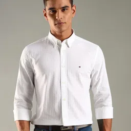 Tommy Hilfiger Regular Fit Self Design Pure Cotton Casual Shirt-picture-41