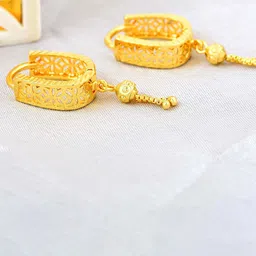 MEMOIR Gold-Plated Contemporary Tasslled Hoop Earrings-image-47