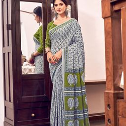 Chandbaali Pure Cotton Ajrak Printed Bagru Saree-picture-46