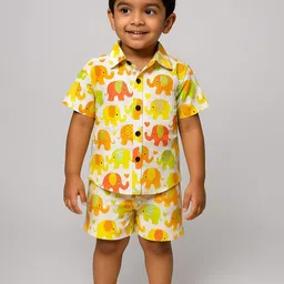 YK Boys Printed Short Sleeves Pure Cotton Shirt With Shorts-picture-29