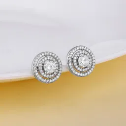 GIVA 925 Sterling Silver Rhodium-Plated CZ Studded Contemporary Studs Earrings-image-26