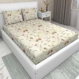 DREAM LIVING Floral Print 144 TC King Size Bedsheet With 2 Pillow Covers-picture-38