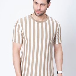 Sparky Men Striped Extended Sleeves Raw Edge Slim Fit T-shirt-image-38