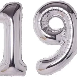 Solid Blue Foil Number 19 Letter Balloon-image-46