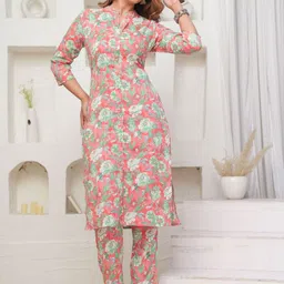 Mehsoos Women Floral Printed Cotton Kurta with Trousers-picture-42