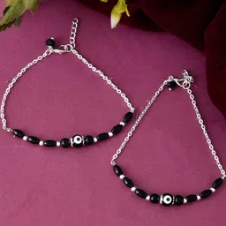 Sangria Stainless Steel Silver-Plated Anklet-13