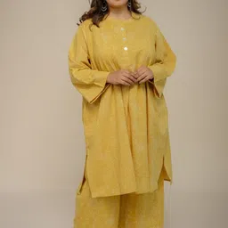 THE INDIAN ETHNIC CO Printed Cotton Round Neck Tunic With Palazzo Anti-Fit Co-Ords-picture-31