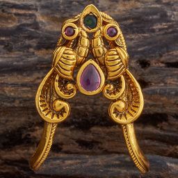 Kushal's Fashion Jewellery Gold-Plated Ruby Studded Antique Finger  Ring-picture-2