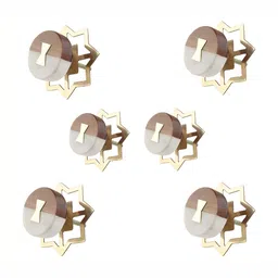 Indianshelf Set Of 6 Brown & WhiteStone Round Knobs-7