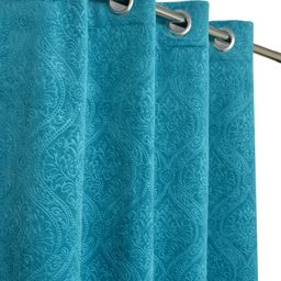 Aura Blue 3 Pieces Ethnic Motifs Room Darkening Velvet Long Door Curtains-picture-8