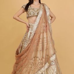 MILU MADAN Floral Embroidered Organza Beads & Stones Lehenga With Choli & Dupatta-picture-16