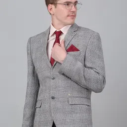 Cantabil Checked Notched Lapel Single Breasted Blazer-picture-3
