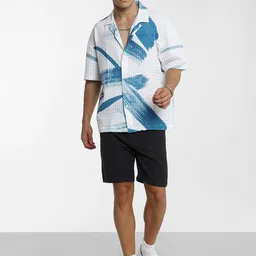 Campus Sutra Men Comfort Cuban Collar Graphic Printed  Oversized Casual Shirt-image-12