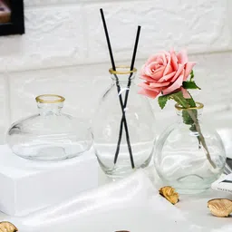 Ekhasa Transparent & Gold Toned 3 Pieces Glossy Glass Bud Vases-27