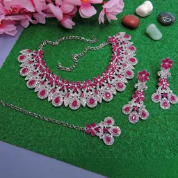 VATSALYA creation Alloy Ruby Red Jewellery Set-37