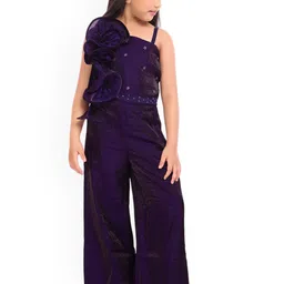 Tiny Kingdom Girls Sleeveless Flower Broach Designed Top and Palazzo with Hairband-picture-5