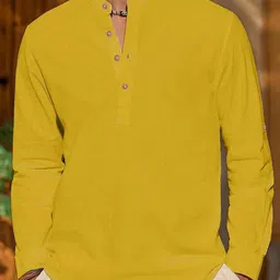 EdinWolf Men India Slim Fit Band Collar Solid Cotton Casual Shirt-image-93