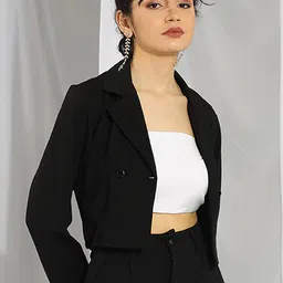 KOTTY Basics Women Double Breasted Crop Blazer-35