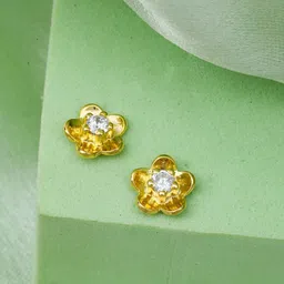 MAIRA 925 Sterling Silver Gold-Plated Cubic Zirconia Studded Floral Studs-image-13
