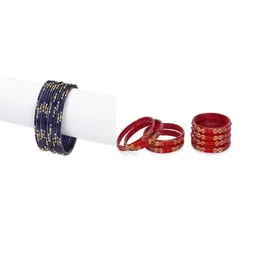 SOMIL Set of 20 Blue Alloy Artificial Stones & Beads Bangles-image-98