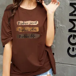 SZN Women Brown BLENDED Printed Oversized Tshirts-picture-48