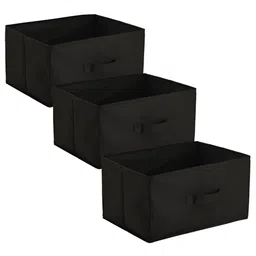 Aura Black Set of 3 Regular Foldable & Multipurpose Wardrobe Storage box Drawer Organiser-20