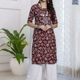 HERE&NOW Women Pack Of 2 Floral Printed Straight Kurta-image-51