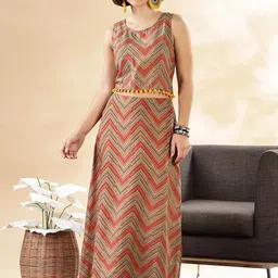 Anouk Geometric Printed Pure Cotton Crop Top With Skirt-32