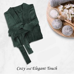 HOUSSE Green 550 GSM Shawl Collar Bath Robe-image-31
