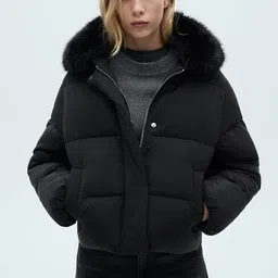 MANGO Padded Faux Fur Trim Jacket-picture-15