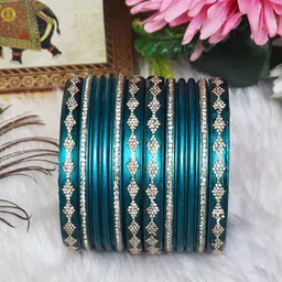 TAJ BRIDAL STORE Set Of 6 Rhinestones-Studded Bangles-picture-30