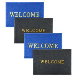 Kuber Industries Set Of 4 Blue & Black Anti- Skid Doormats-70