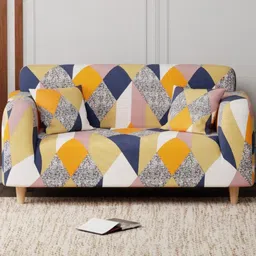 Aura Multicoloured Printed Polyester 1 Piece Sofa Cover With Arms-image-96