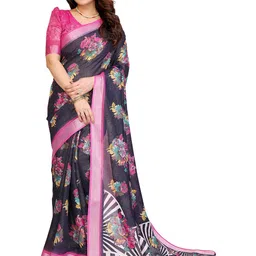 Moda Rapido Blue & Pink Floral Designer Saree-picture-40