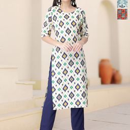 HERE&NOW Selection Of 3 Ethnic Motifs Printed Round Neck Straight Kurta-image-25