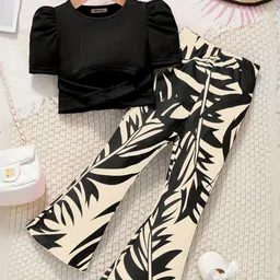 INCLUD Girls Printed Short Sleeves Top With Trousers-image-29