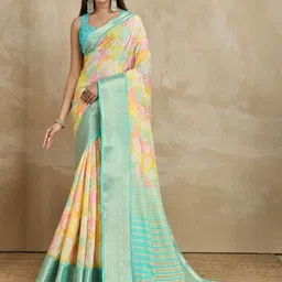 HERE&NOW Floral Printed Zari Saree-picture-14