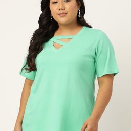 theRebelinme Women Solid V-Neck Cotton T-shirt-image-18